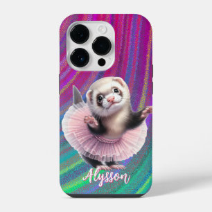 Dancing Ferret in a Tutu Doing Ballet iPhone 14 Pro Case