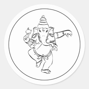 Dancing Festive Ganesh   Indian God  Classic Round Sticker