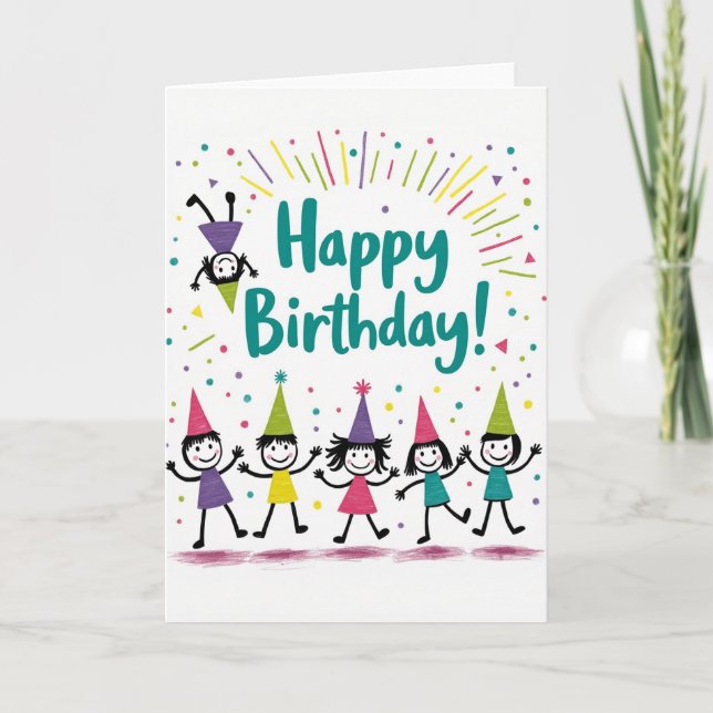 Dancing Figures Birthday Card (Front)