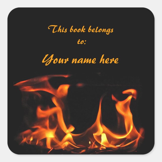 Dancing Fire Bookplate Square Sticker (Front)