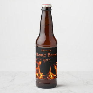 Dancing Fire Flames Orange and Black Beer Label