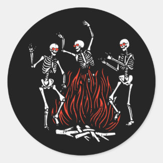 Dancing Fire Valentines Day Funny Bones Heart Love Classic Round Sticker