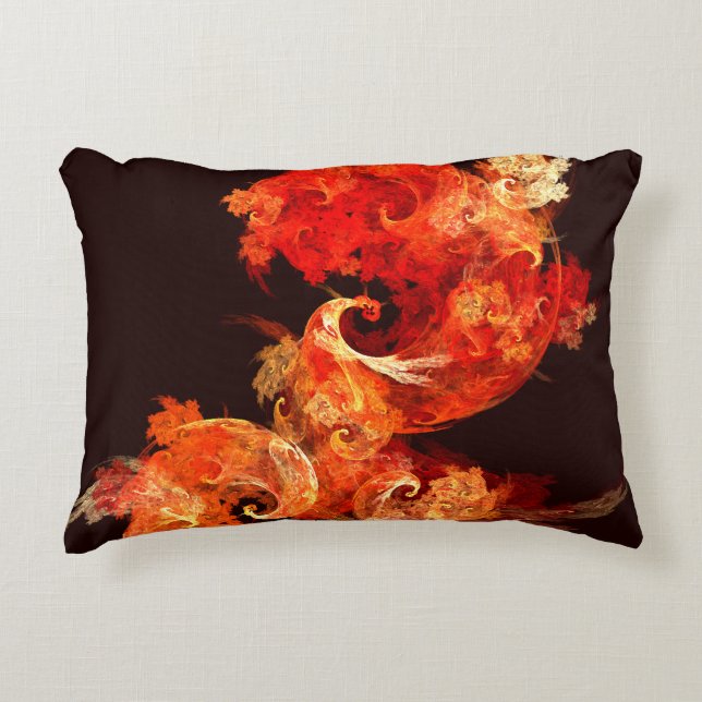 Dancing Firebirds Abstract Art Accent Pillow (Front)