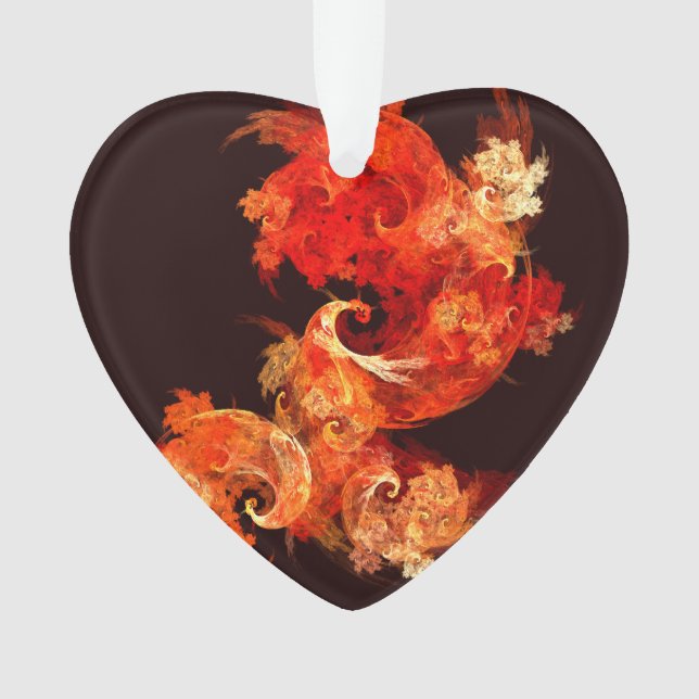 Dancing Firebirds Abstract Art Acrylic Heart Ornament (Front)