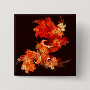 Dancing Firebirds Abstract Art Button (square)