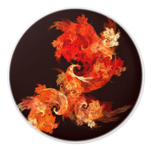 Dancing Firebirds Abstract Art Ceramic Knob