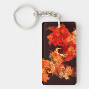 Dancing Firebirds Abstract Art Key Ring