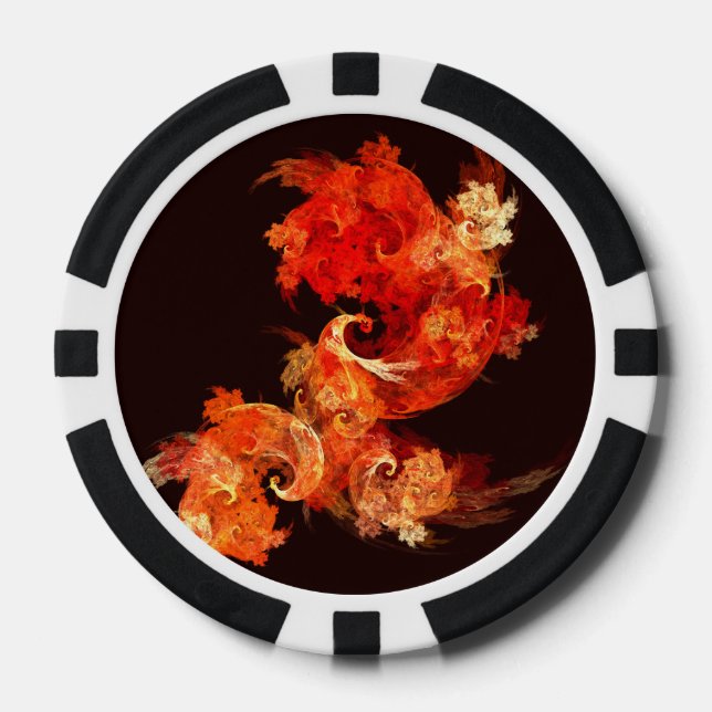 Dancing Firebirds Abstract Art Poker Chips (Front)