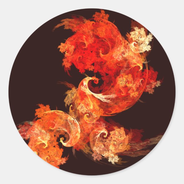 Dancing Firebirds Abstract Art Round Sticker (Front)
