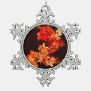 Dancing Firebirds Abstract Art Snowflake Pewter Christmas Ornament