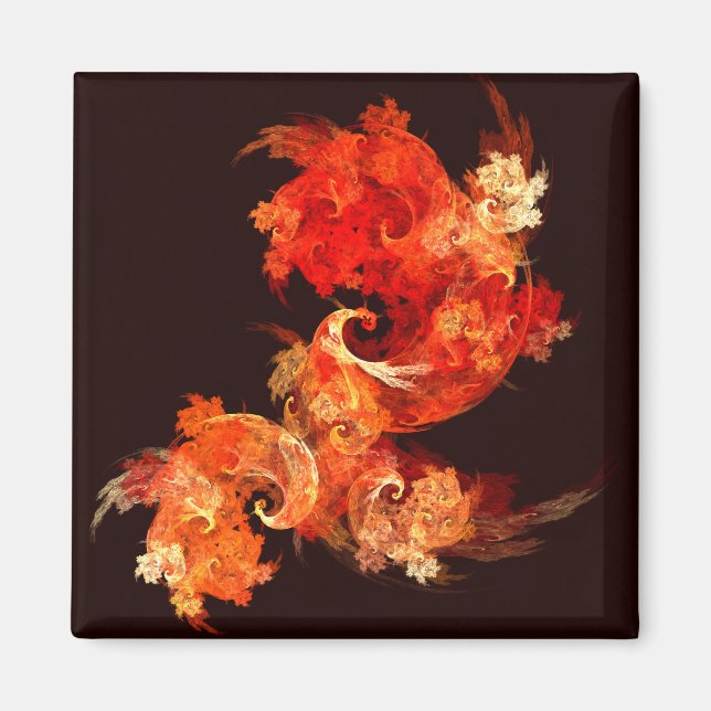 Dancing Firebirds Abstract Art Square Magnet (Front)