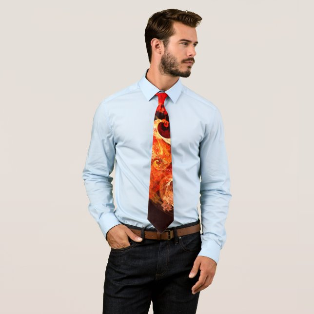 Dancing Firebirds Abstract Art Tie (In Situ)
