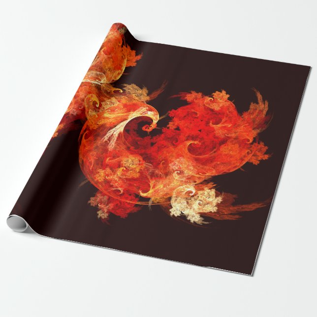 Dancing Firebirds Abstract Art Wrapping Paper (Unrolled)