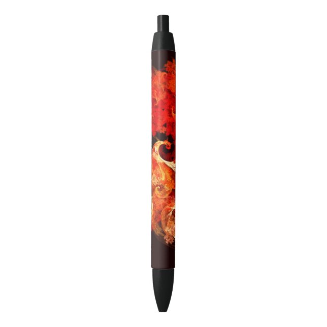 Dancing Firebirds Art Modern Fractal Abstract Black Ink Pen (Front Vertical)