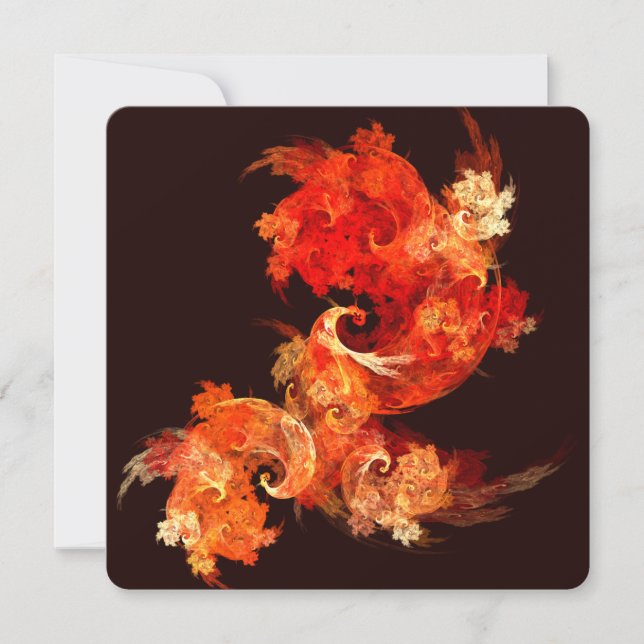 Dancing Firebirds Art Modern Fractal Abstract Invitation (Front)