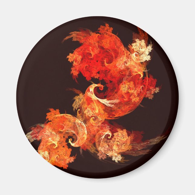 Dancing Firebirds Art Modern Fractal Abstract Magnet (Front)