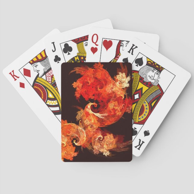 Dancing Firebirds Art Modern Fractal Abstract Playing Cards (Back)