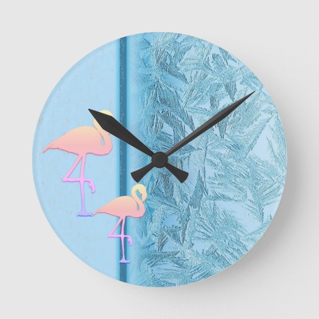 Dancing Flamingos Acrylic Wall Clock (Front)