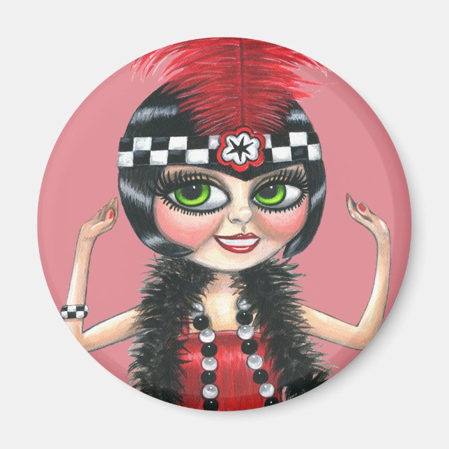 Dancing Flapper Girl Roaring Twenties Magnet (Front)
