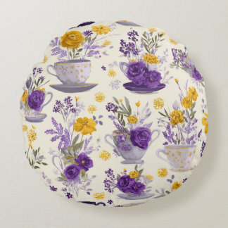 Dancing flower round cushion