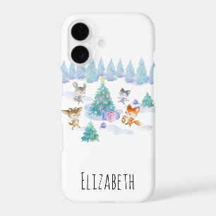 Dancing Forest Animals Christmas Watercolor