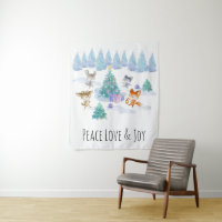 Dancing Forest Animals Christmas Watercolor