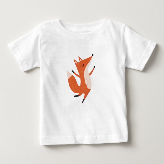 Dancing Fox Cute Art Baby T-Shirt (Front)