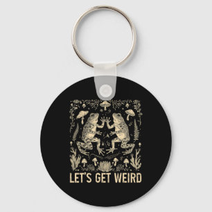 Dancing Frogs And Mushrooms Cottagecore Let's Get Key Ring