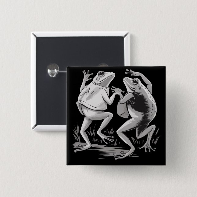 Dancing Frogs Toad Goblincore Dark Academia Retro 15 Cm Square Badge (Front & Back)