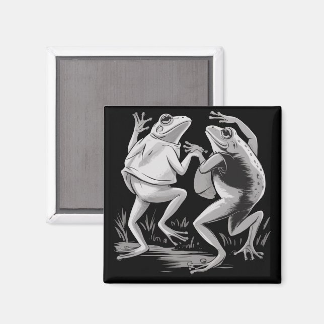 Dancing Frogs Toad Goblincore Dark Academia Retro Magnet (Front/Back)