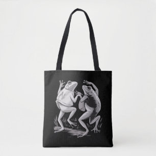 Dancing Frogs Toad Goblincore Dark Academia Retro Tote Bag