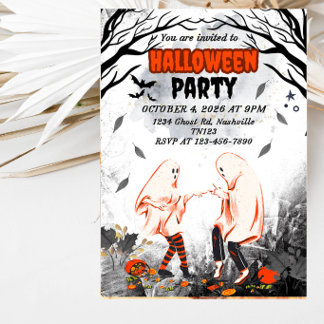 Dancing Ghost Couple Halloween Party Invitation
