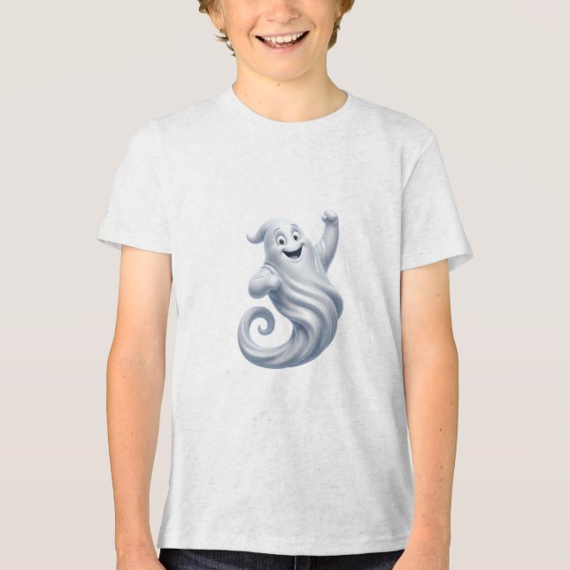 Dancing Ghost Cute Halloween Party Design Tri-Blend Shirt (Front)