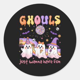 Dancing Ghost Ghouls Just Wanna Have Fun Halloween Classic Round Sticker