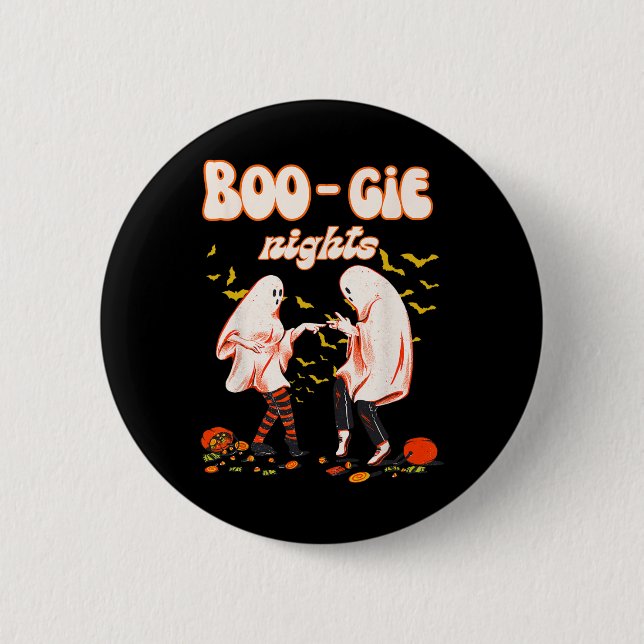Dancing Ghost With Pumpkin Halloween Women's Graph 6 Cm Round Badge (Front)