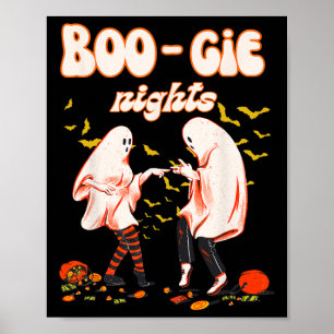 Dancing Ghost With Pumpkin Halloween Women's Graph Poster