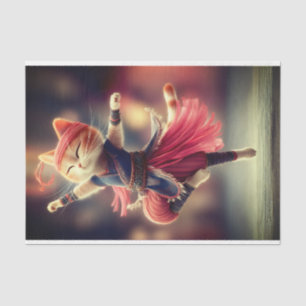 Dancing Ginger Tabby Cat Ballerina DK2LF Decoupage Tissue Paper