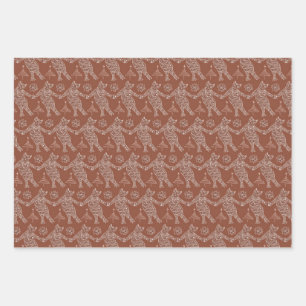 Dancing Gingerbread Cats Wrapping Paper