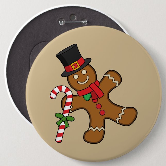 Dancing Gingerbread Man 6 Cm Round Badge (Front & Back)