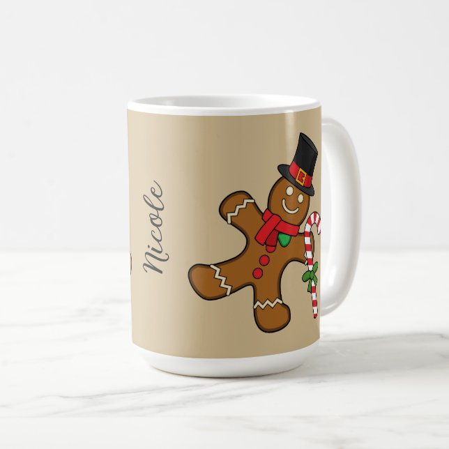 Dancing Gingerbread Man | Add your Name or Text Coffee Mug (Front Right)