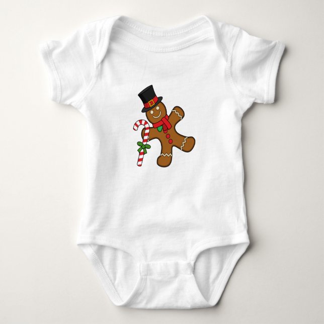 Dancing Gingerbread Man Baby Bodysuit (Front)