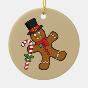 Dancing Gingerbread Man Ceramic Tree Decoration