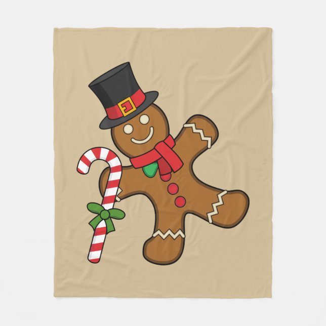 Dancing Gingerbread Man Fleece Blanket (Front)