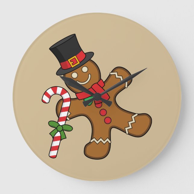 Dancing Gingerbread Man Large Clock (Front)