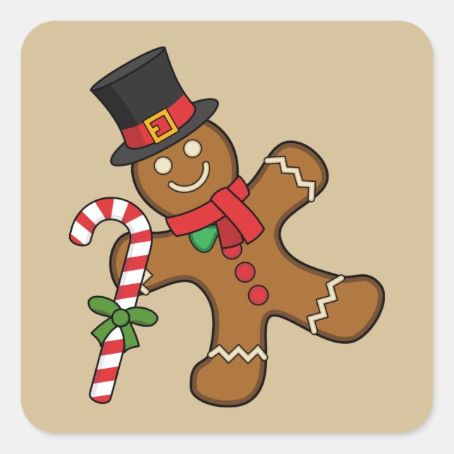 Dancing Gingerbread Man Square Sticker (Front)