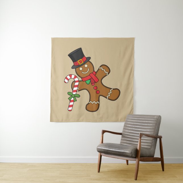 Dancing Gingerbread Man Tapestry (In Situ)