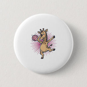 Dancing Giraffe Disco Ball Vintage Engraving Shirt 6 Cm Round Badge