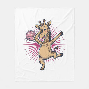 Dancing Giraffe Disco Ball Vintage Engraving Shirt Fleece Blanket