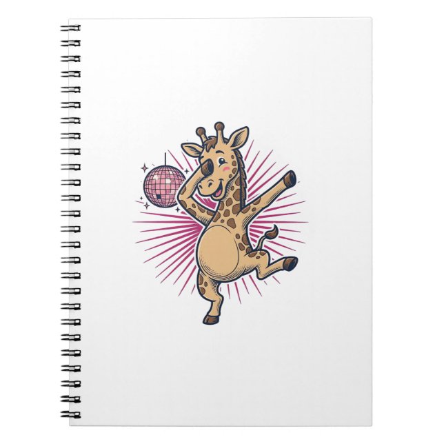 Dancing Giraffe Disco Ball Vintage Engraving Shirt Notebook (Front)