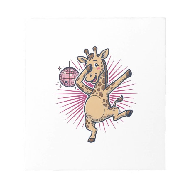 Dancing Giraffe Disco Ball Vintage Engraving Shirt Notepad (Front)